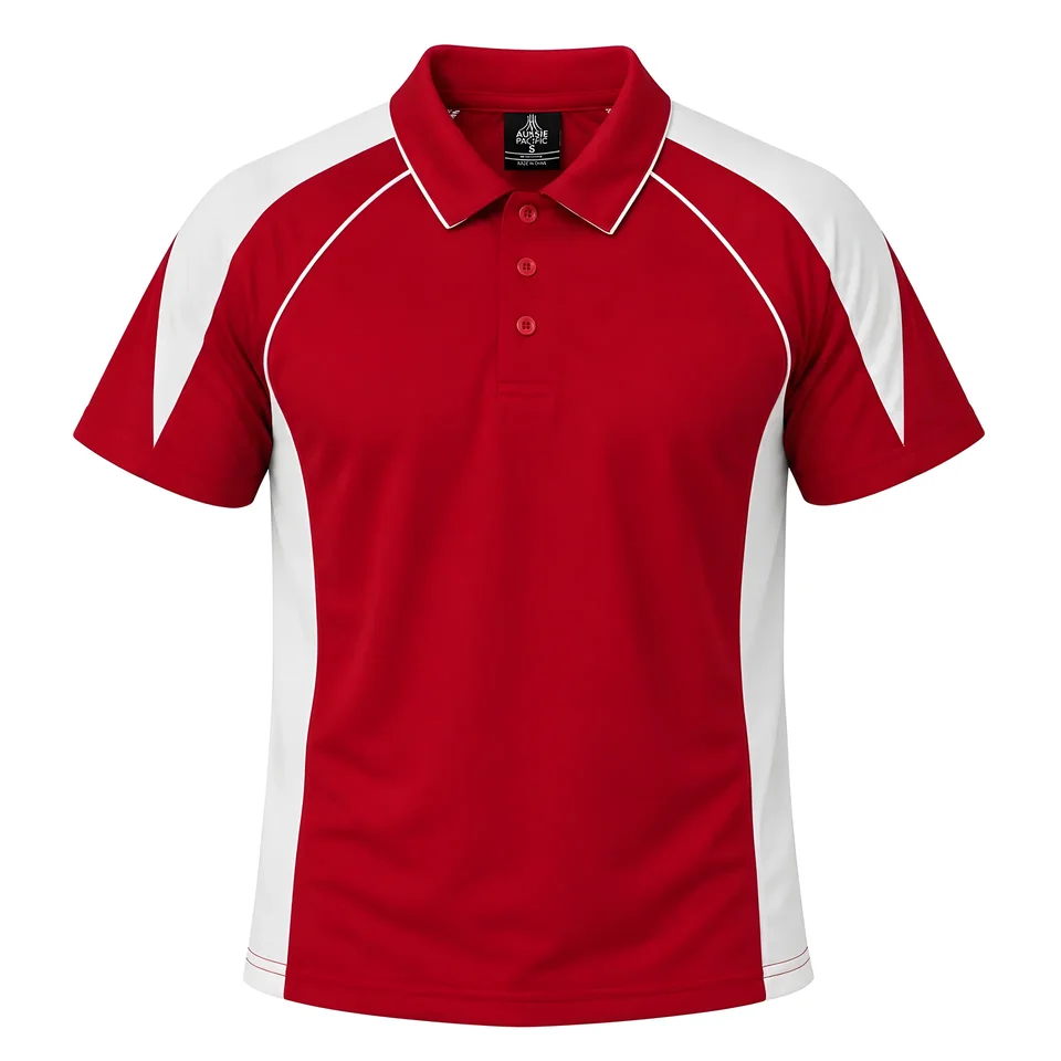 Plain red and white polo before printing
